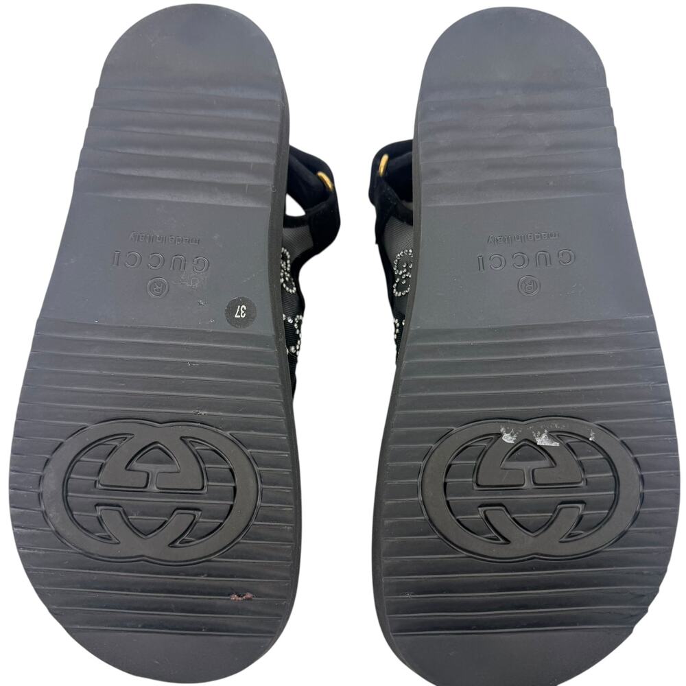 Gucci GG Crystal Embellished Mesh Sandals Black Size 37 - Picture 8 of 9